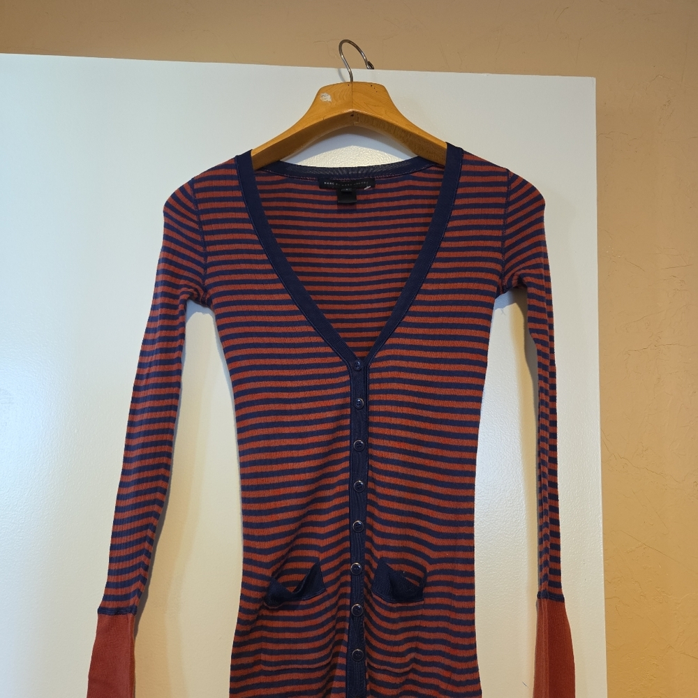 Striped Navy and Red Cardigan